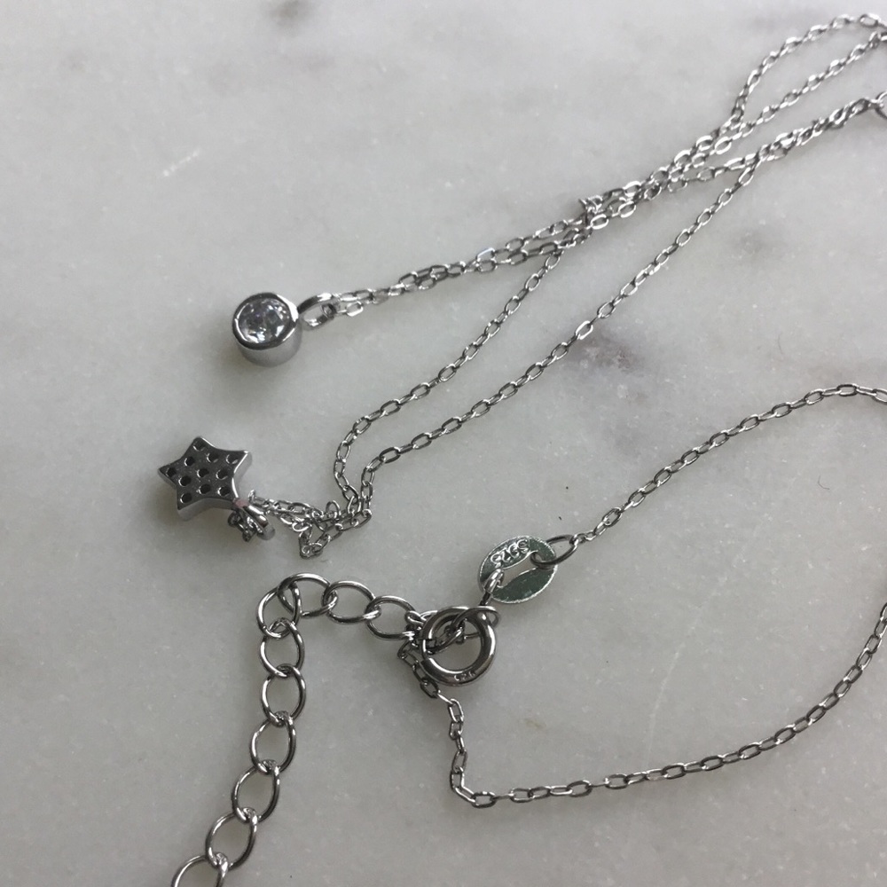 Sterling Silver Double Layer Cz Necklace - Picture 5 of 12